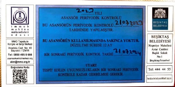MMO ASANS�R SERT�F�KASI